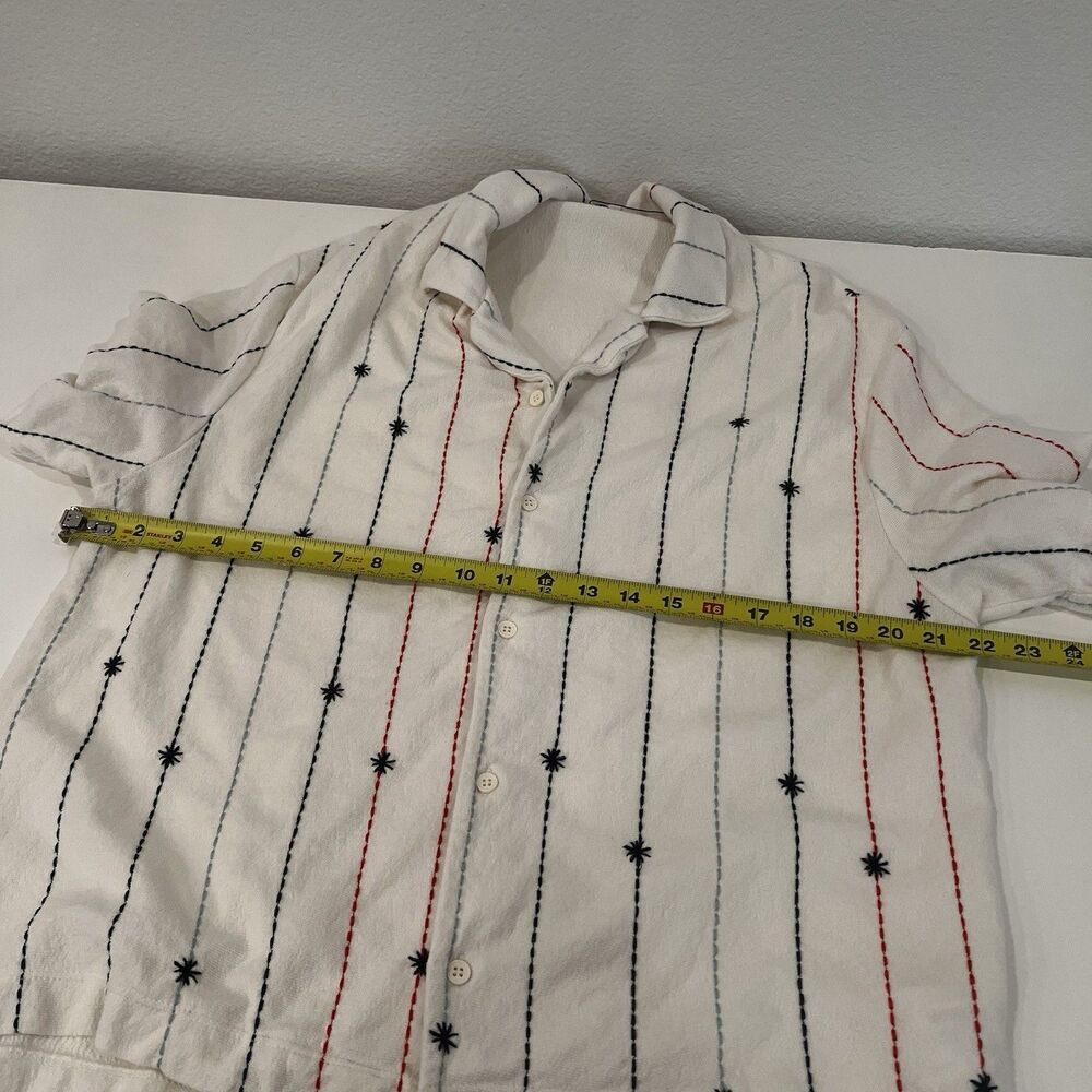 Zara Men Contrast Embroidered Shirt Terry Cloth Sz L Casual Beach Resortwear - Picture 5 of 6